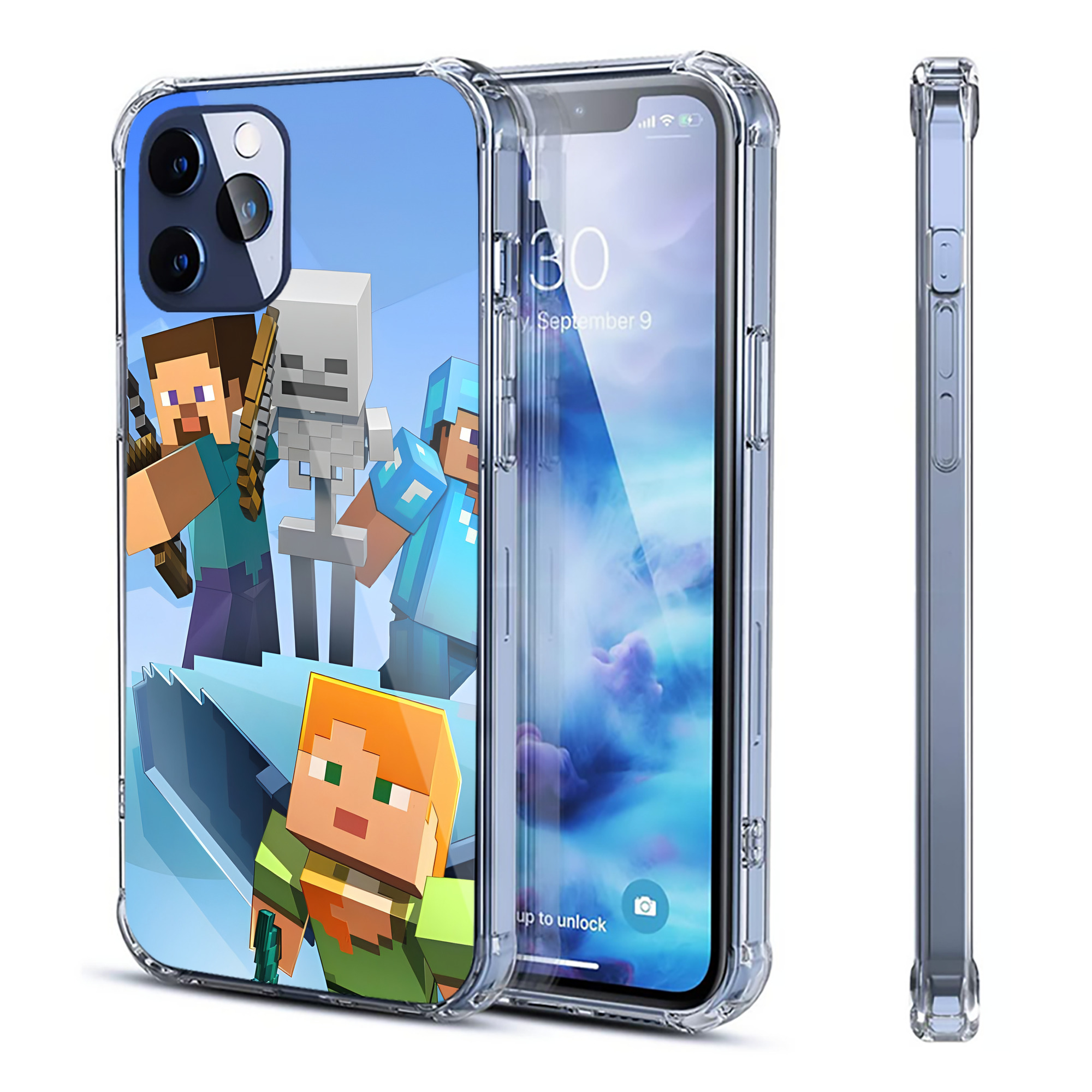 （画像用） マインクラフト ブロックの世界 Minecraft MC Block world 【iPhone 12シリーズ対応】透明スマホケース（クリアソフトケース）
